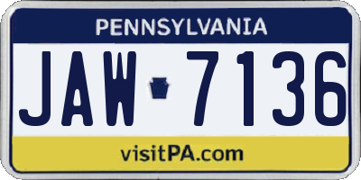 PA license plate JAW7136