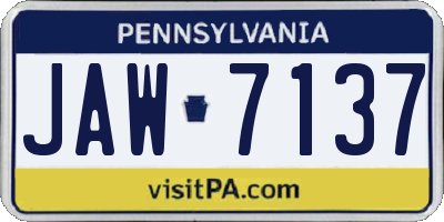 PA license plate JAW7137