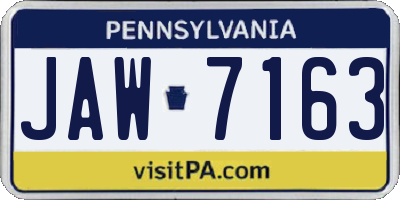 PA license plate JAW7163