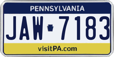 PA license plate JAW7183