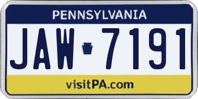 PA license plate JAW7191