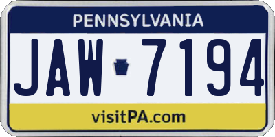 PA license plate JAW7194