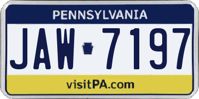 PA license plate JAW7197