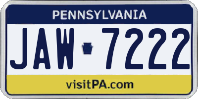 PA license plate JAW7222