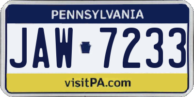 PA license plate JAW7233