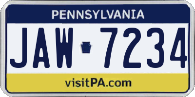 PA license plate JAW7234
