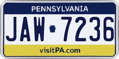 PA license plate JAW7236