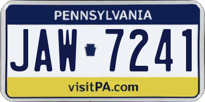 PA license plate JAW7241