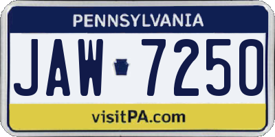 PA license plate JAW7250