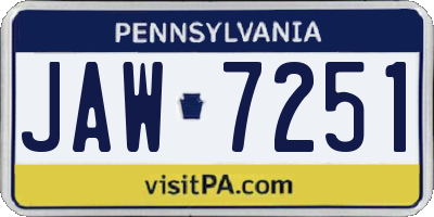 PA license plate JAW7251