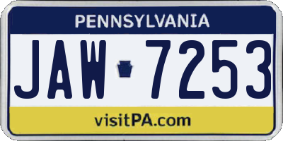 PA license plate JAW7253