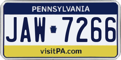 PA license plate JAW7266