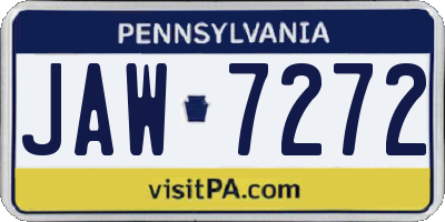 PA license plate JAW7272