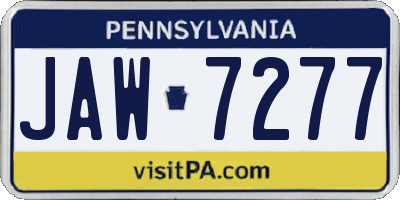 PA license plate JAW7277