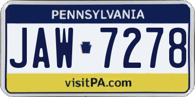 PA license plate JAW7278