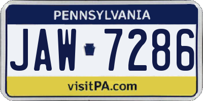 PA license plate JAW7286
