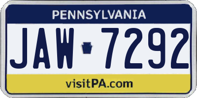 PA license plate JAW7292