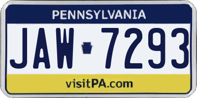 PA license plate JAW7293