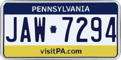PA license plate JAW7294