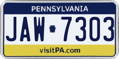 PA license plate JAW7303