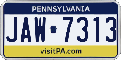 PA license plate JAW7313