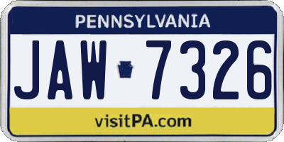 PA license plate JAW7326