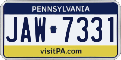 PA license plate JAW7331