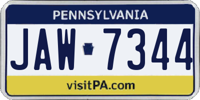 PA license plate JAW7344