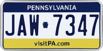 PA license plate JAW7347