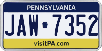 PA license plate JAW7352