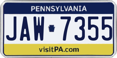PA license plate JAW7355
