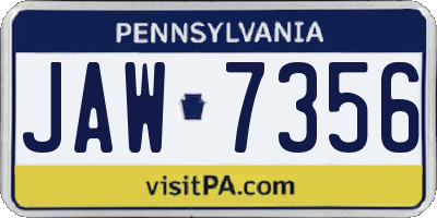 PA license plate JAW7356