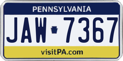 PA license plate JAW7367