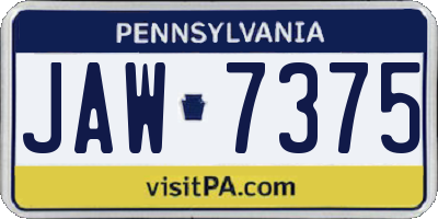 PA license plate JAW7375