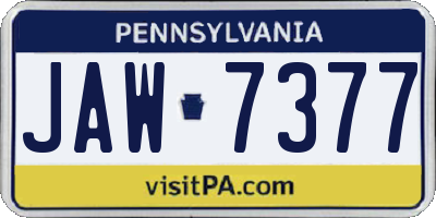 PA license plate JAW7377