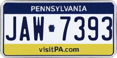 PA license plate JAW7393