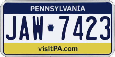 PA license plate JAW7423