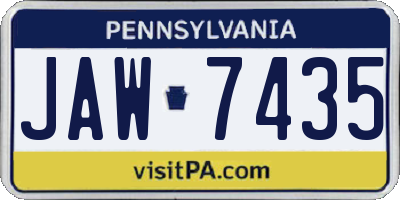 PA license plate JAW7435