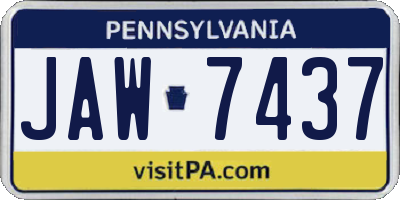 PA license plate JAW7437