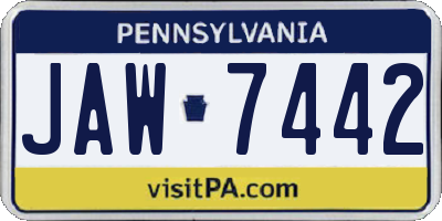 PA license plate JAW7442