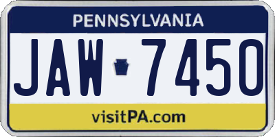 PA license plate JAW7450