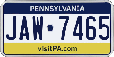 PA license plate JAW7465