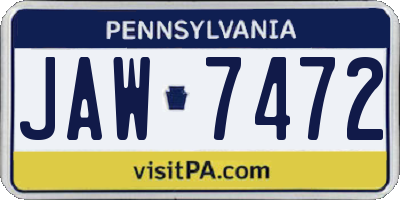 PA license plate JAW7472