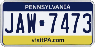 PA license plate JAW7473