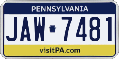 PA license plate JAW7481