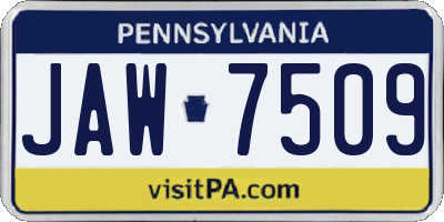 PA license plate JAW7509