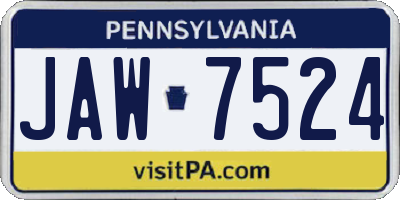 PA license plate JAW7524