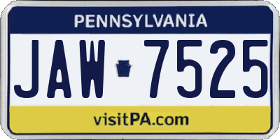 PA license plate JAW7525