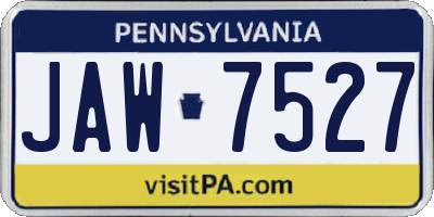 PA license plate JAW7527