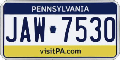 PA license plate JAW7530